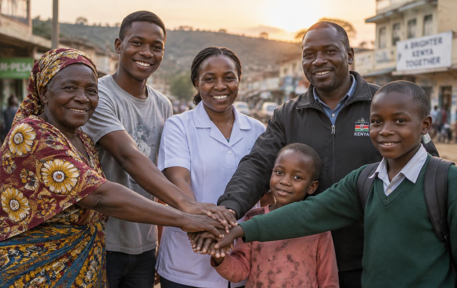 Kenyan community members standing together